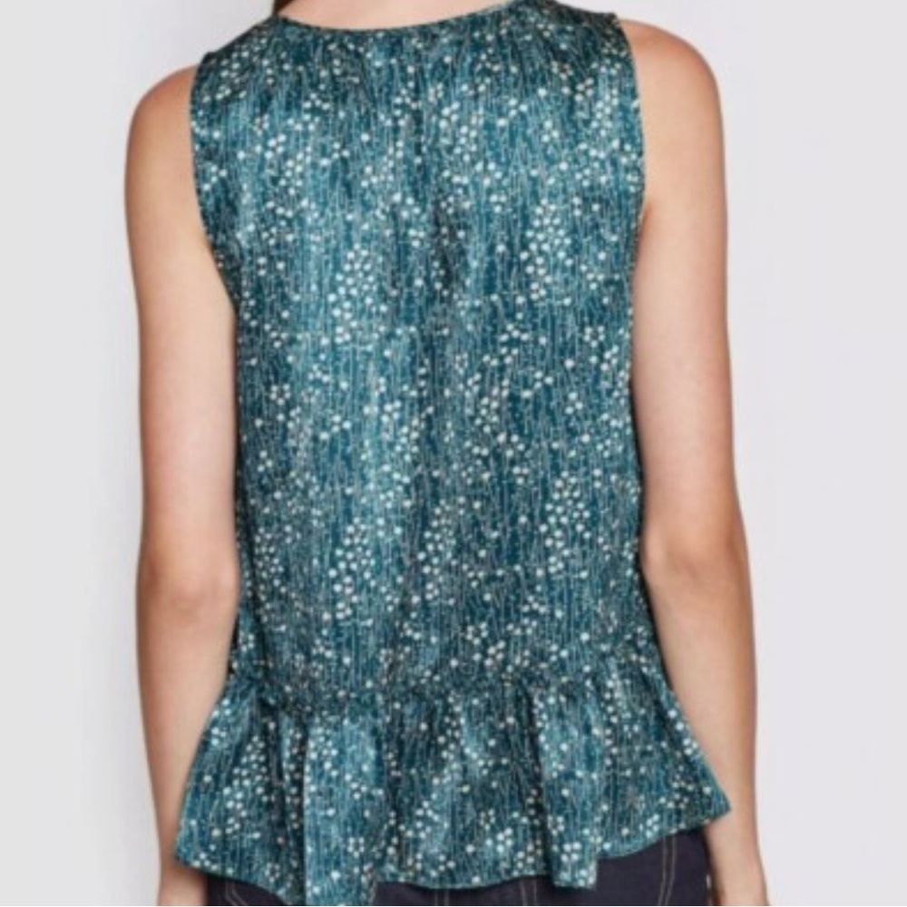Joie | Women’s Jevan Satin Top | Teal Floral Sleeveless Top | Women’s Top | NWOT - Picture 3 of 12